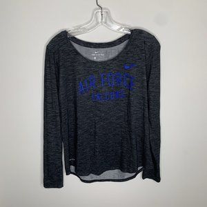 Nike Womens L Athletic Cut Dri-Fit Grey/Blue Air Force Falcons Long Sleeve Shirt